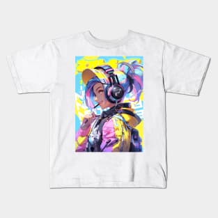 HEADPHONE GAL 3333 - NEOTOKIO3 100%ドPE / DREAM BIG | Anime Manga Kawaii Anime Girl Pop Art 3D | PROUD OTAKU Kids T-Shirt